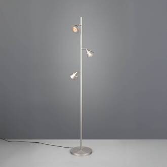LED vloerlamp Romeo, hoogte 150 cm, nikkelkleurig metaal, 3-lamps.