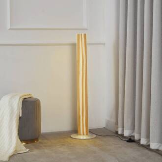 LED vloerlamp Silja, 101 cm, hout, hars, 3000K lichtgekleurd hout, wit