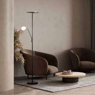 LED vloerlamp Sorento, zandzwart, hoogte 182 cm, leeslampje zandzwart, wit