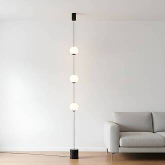 LED vloerlamp Sphere, zwart/opaal, glas, dimbaar zwart, wit