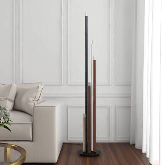 LED vloerlamp Stoika, 150 cm, 5-lamps, metaal zwart, aluminium, koffiebruin