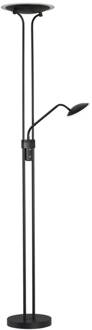 LED vloerlamp Tallri, zwart, 180 cm, 2-lamps, metaal, CCT zandzwart, gesatineerd, transparant