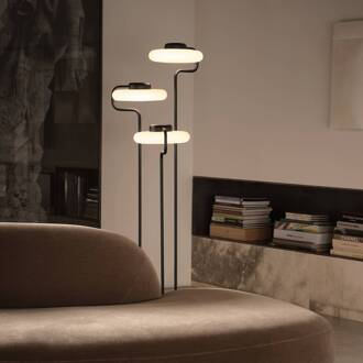 LED vloerlamp TRATTO, zwart, hoogte 150 cm, 3-lamps zwart, opaalwit