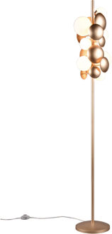 LED Vloerlamp - Trio Select Bubble - 7 Lichtpunten - G90fitting - Voetschakelaar - IP20 - Goud - Metaal