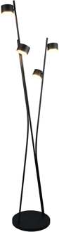 LED Vloerlamp - Trio Select Coda - 4 Lichtpunten - GX53-fitting - Voetschakelaar - Draaibaar - IP20 - Zwart/Goud - Metaal