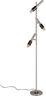 LED Vloerlamp - Trio Select Ikaris - 3 Lichtpunten van 4.5 Watt - Touchdimmer - Draaibaar - Aanpasbare Lichtkleur - Mat Nikkel - Metaal Zeer Warm Wit;Warm wit;Natuurlijk wit