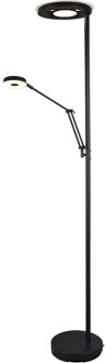 LED Vloerlamp - Trion Barry - 38W - Aanpasbare Kleur - Dimbaar - Rond - Mat Zwart - Aluminium
