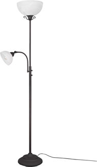 LED Vloerlamp - Trion City - E27/E14 Fitting - 2-lichts - Rond - Roestkleur - Metaal Bruin