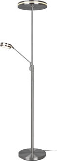 LED Vloerlamp - Trion Franco - 41.5W - Aanpasbare Kleur - Dimbaar - Rond - Mat Nikkel - Aluminium Zilverkleurig