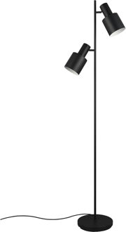 LED Vloerlamp - Trion Guido - E27 Fitting - 2-lichts - IP20 - Voetschakelaar - Mat Zwart - Metaal