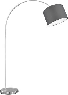 LED Vloerlamp - Trion Hotia - E27 Fitting - Verstelbaar - Rond - Mat Grijs - Aluminium