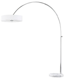 LED Vloerlamp - Trion Perezon - E27 Fitting - 3-lichts - Rond - Mat Wit - Aluminium Zilverkleurig