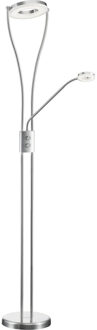 LED Vloerlamp - Trion Renny - 22W - Warm Wit 3000K - Dimbaar - Rond - Mat Nikkel - Aluminium Zilverkleurig