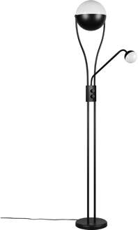 LED Vloerlamp - Trion Topher - 18W + 3.8W - Warm Wit 3000K - 2-lichts - Dimbaar - Rond - Mat Zwart - Metaal