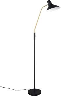 LED Vloerlamp - Trion Vellar - 1 Lichtpunt - E27 Fitting - Rond - Zwart Goud - Metaal