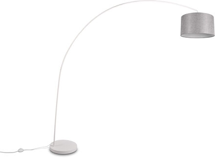 LED Vloerlamp - Trion Yavas - E27 Fitting - Voetschakelaar - Rond - Mat Wit - Metaal