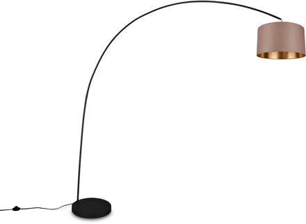 LED Vloerlamp - Trion Yavas - E27 Fitting - Voetschakelaar - Rond - Taupe - Metaal