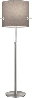 LED Vloerlamp - Vloerverlichting - Trion Coleno - E27 Fitting - Rond - Mat Nikkel - Aluminium Zilverkleurig