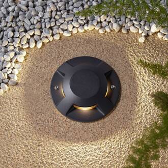 LED vloerspot Jeffrey, zwart, 4-lamps, Ø 20 cm matzwart, transparant