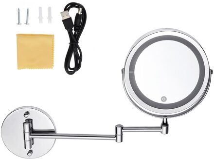 Led Vouwen Licht Uitbreiding Double Side Wall Mount Make-Up Spiegel 10x Vergroting Bad Scheren Chrome Bronzen Afwerking Voor Vrouw