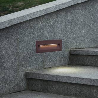 LED wand inbouwlamp Loya, 23 x 8 cm, roest, IP54