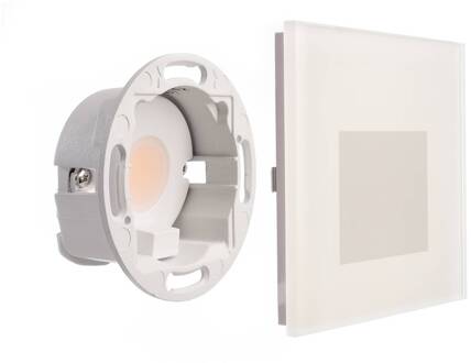 LED wand inbouwlamp SET Alwaid, mat glas, 8 x 8 cm, 2.700 K verkeerswit RAL 9016
