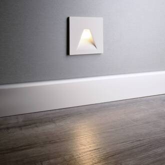 LED wand inbouwlamp SET Alwaid, wit 8 x 8 cm hoek 2.700 K verkeerswit RAL 9016
