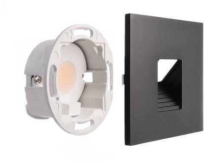 LED wand inbouwlamp SET Alwaid zwart 8 x 8 cm niveau 2.700K diepzwart RAL 9005