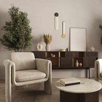 LED wandlamp 23103, goudkleurig, zwarte ring, aluminium goud, zwart