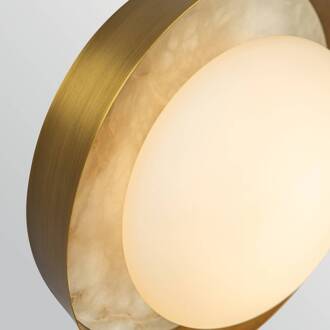 LED wandlamp ALONSO, messing, Ø 22 cm Metaal/glas/albast oud messing, opaalwit, crèmewit gemarmerd