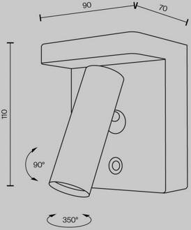 LED wandlamp Aron, zwart, dimbaar, draaibaar