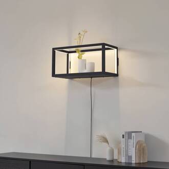 LED wandlamp Birta, stekker, plank, 51 cm, USB zwart