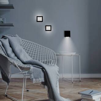 LED wandlamp Box 8, zwart, 7,5x7,5cm