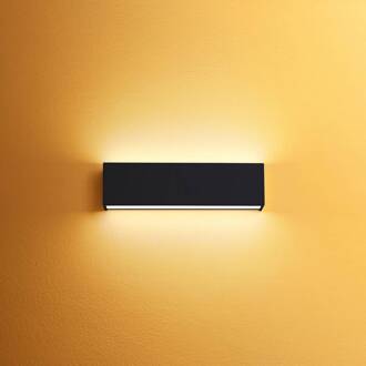 LED wandlamp Box W2 bi-emissie, B 31,9 cm, zwart, 2700 K