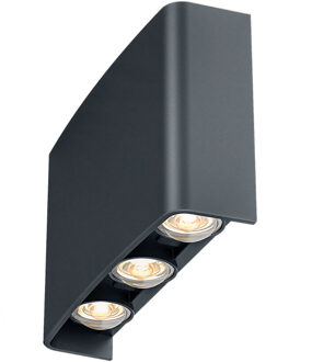 LED Wandlamp - Brinton Victo - Up & Down - 6W 480lm - 840 Natuurlijk Wit 4000K - Voor Buiten en Binnen - Waterdicht IP65 - Rechthoek - Zwart