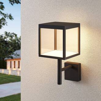 LED wandlamp Cube, antraciet, glas, 37cm, IP54 antraciet, helder