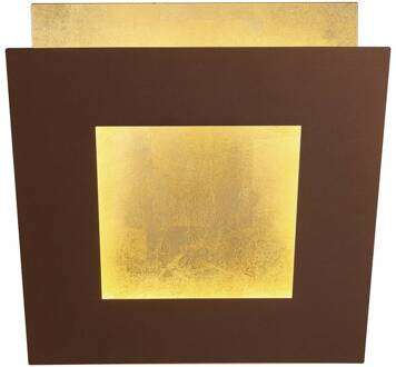 LED wandlamp Dalia, corten/goud, 18 x 18 cm, aluminium
