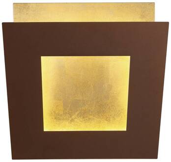 LED wandlamp Dalia, corten/goud, 22 x 22 cm, aluminium