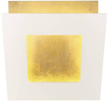 LED wandlamp Dalia, wit/goud, 18 x 18 cm, aluminium