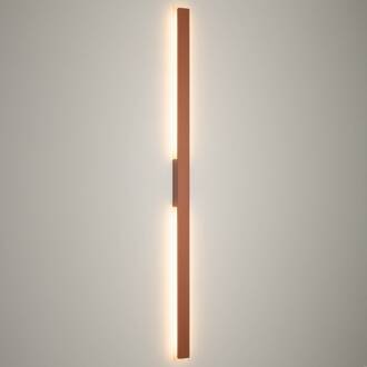 LED wandlamp Demi L, baksteenrood, aluminium, hoogte 144 cm, IP54 baksteenrood, wit