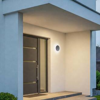 LED wandlamp Disk, Ø 18 cm, zwart, kunststof, IP65, CCT