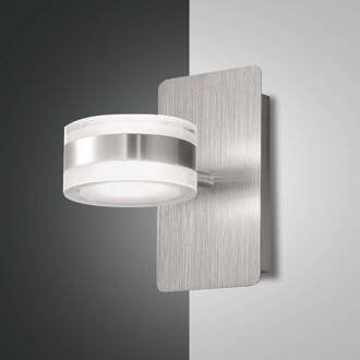 LED wandlamp Dunk, aluminium, 2-lamps, 3.000 K, metaal geborsteld aluminium, afwerking wit satijn
