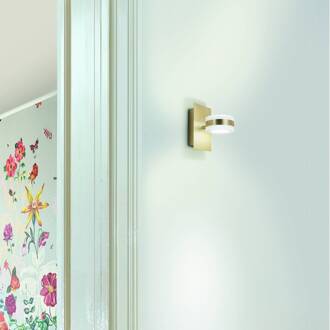 LED wandlamp Dunk, messing, 2-lamps, 3.000 K, metaal messing, wit gesatineerd