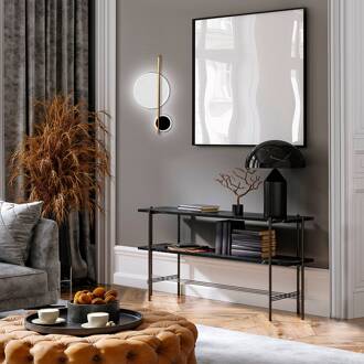 LED wandlamp Duo, hoogte 52 cm, zwart/goudkleurig, metaal zwart mat, goud, wit mat