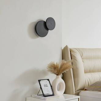 LED wandlamp Elrik, zwart, 20 cm hoog, metaal