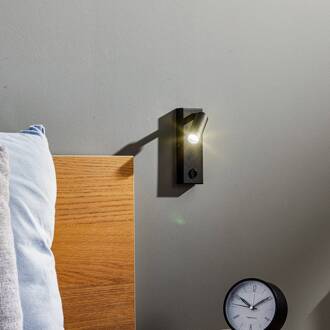 LED wandlamp Enzo hoekig met schakelaar, zwart