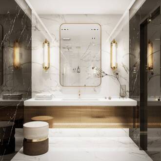 LED wandlamp ESPADA goud geborsteld Breedte 70 cm Metaal IP44 goud geborsteld, helder