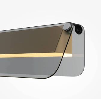 LED wandlamp FLAT, grijs/messing, breedte 30 cm, glas/metaal messing, grijs getint