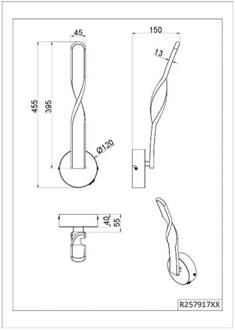LED wandlamp Ginko, zand, metaal, hoogte 45,5 cm