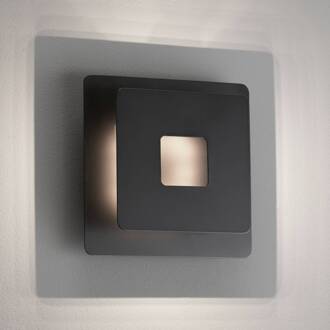 LED wandlamp Hennes, 18x18cm, zwart mat zwart